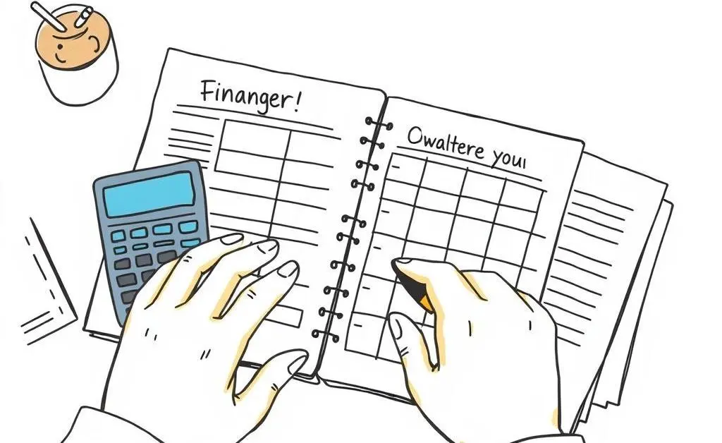 Person organizing their finances with a budget planner.