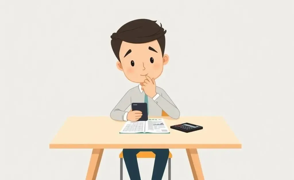Investor contemplating financial spreadsheets