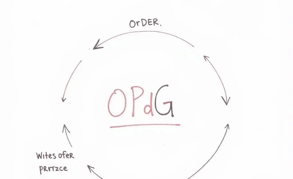 Hand-drawn diagram showing the process of an OPG order