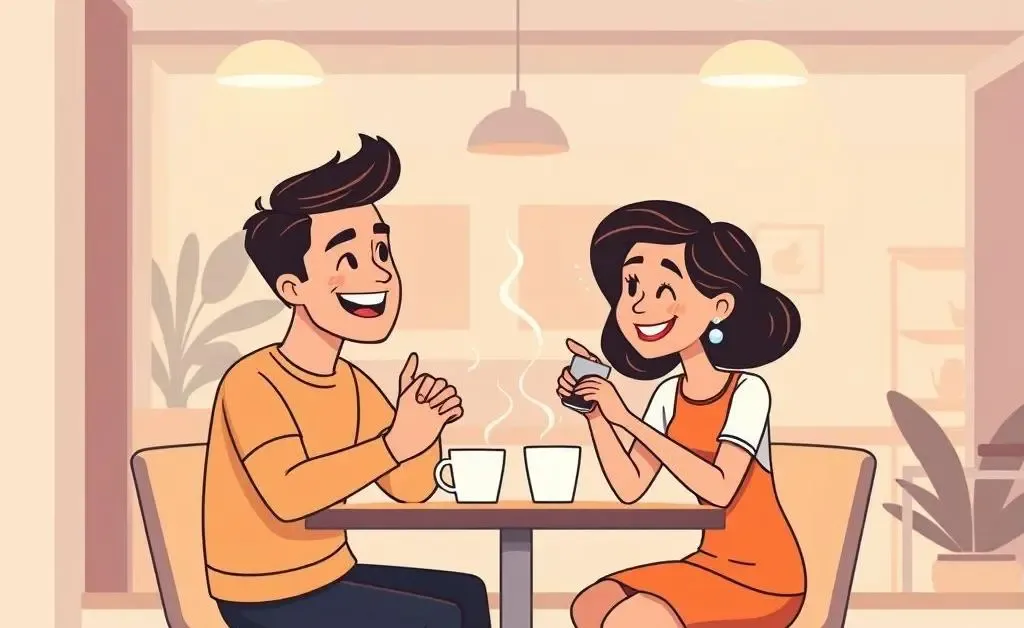Couple having a chat about finances over coffee