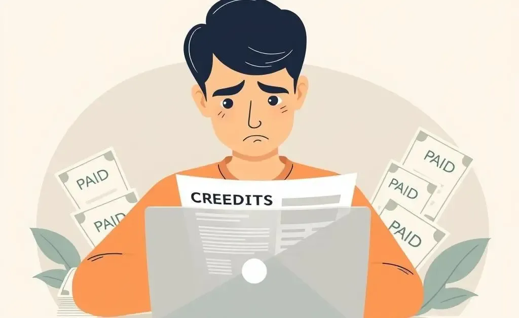 Person looking puzzled at their credit report on a laptop