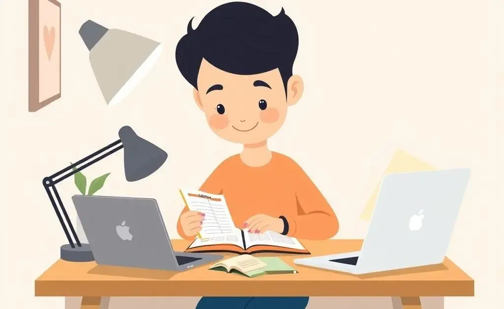 Person organizing a productive week at a desk with a planner and laptop