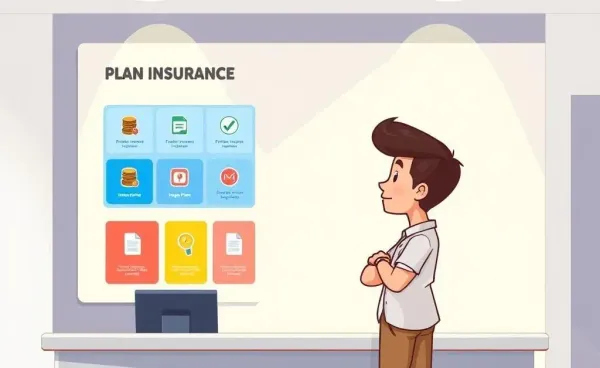 Person at a bank counter reviewing insurance offers