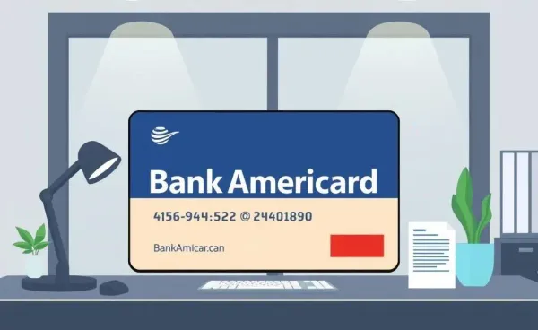 Illustration of a BankAmericard on a modern desk