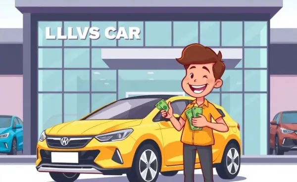 Person buying a car with cash at a dealership