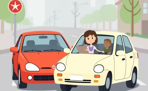 Cartoon-style image of minor car accident