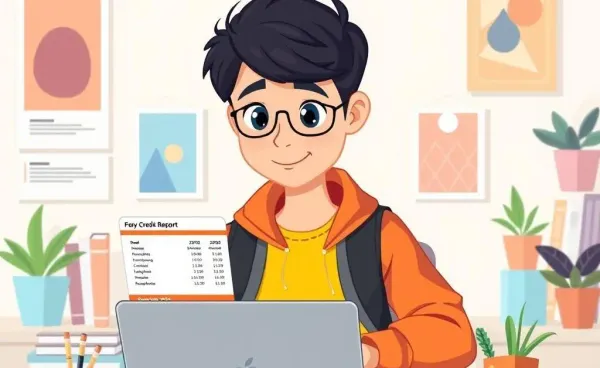 College student reviewing credit score on a laptop