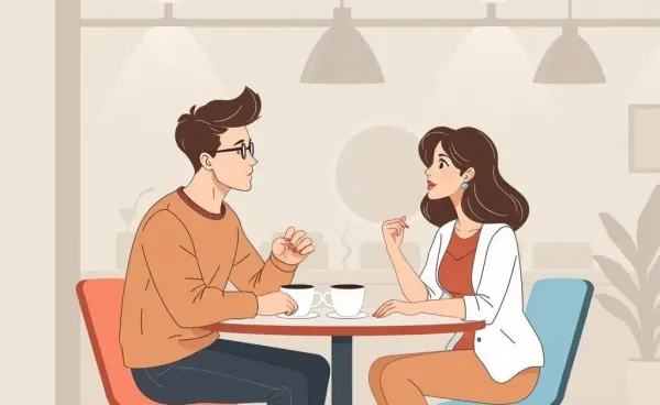 A young couple discussing life insurance over coffee