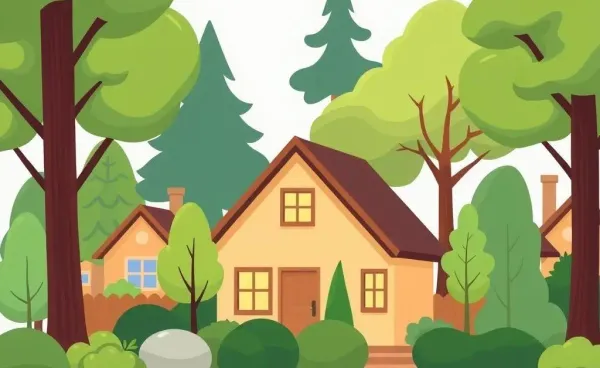 Illustration of a cozy home in a friendly neighborhood