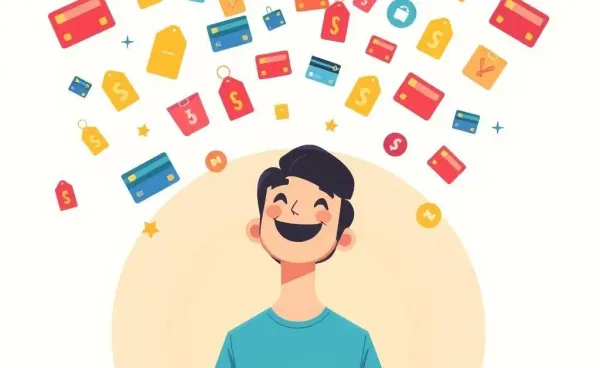 Illustration of person enjoying credit card rewards