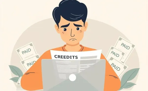 Person looking puzzled at their credit report on a laptop