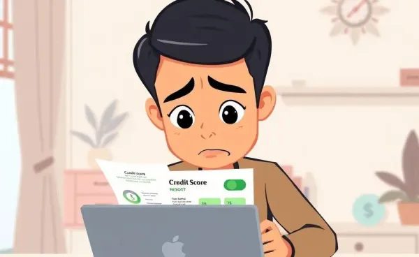 Person reviewing credit score report on a laptop