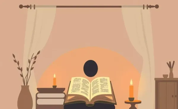 A cozy room with a figure reading, evoking a sense of mystery and curiosity