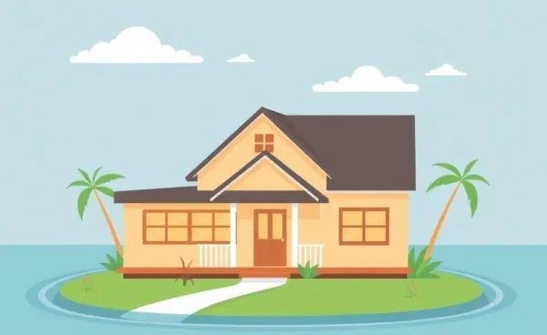 Cozy Floridian home surrounded by water illustrating insurance importance