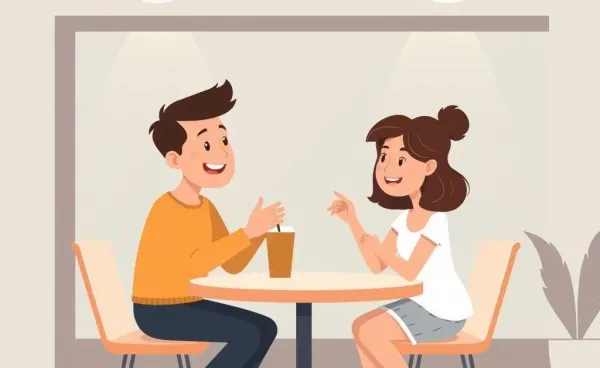Two friends engaged in a heartfelt conversation at a cafe.
