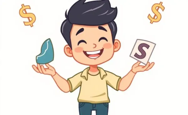 A cartoon person juggling stocks and bonds