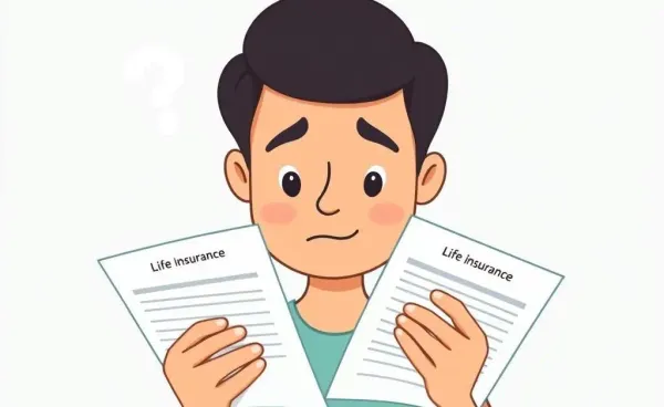 Illustration of a person questioning life insurance forms