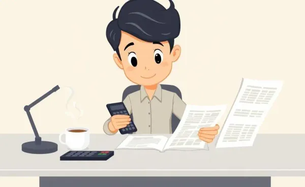 Person reviewing financial documents on a desk