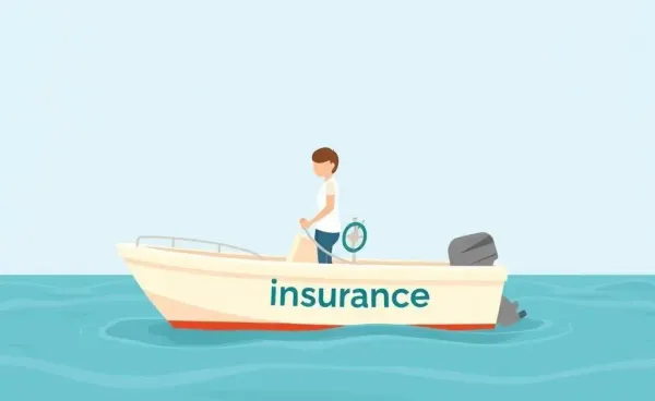 A person confidently steering a boat through calm insurance seas
