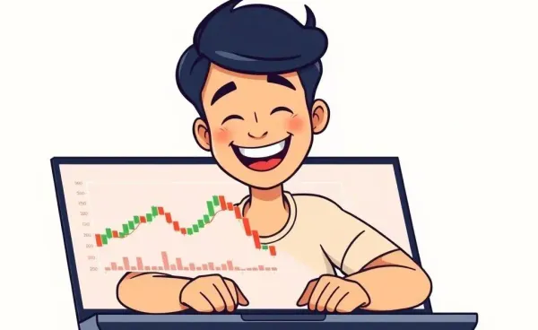 Person studying financial charts on a laptop