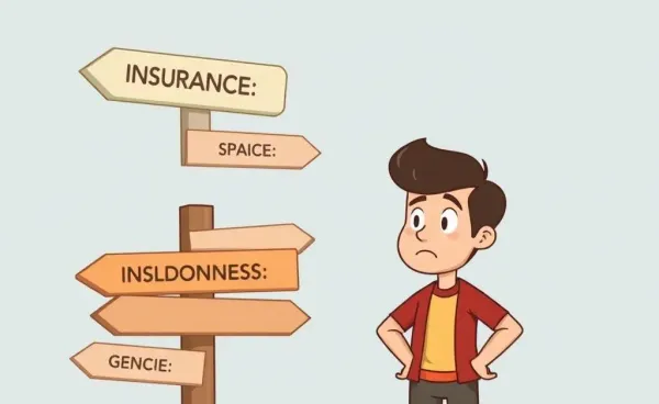 Illustration of a person navigating insurance options